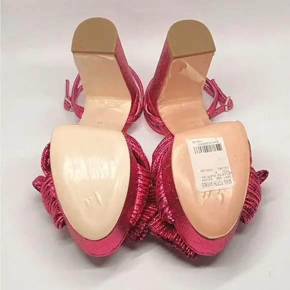 Loeffler Randall Natalia Pleated Bow Platform Sandals size 6